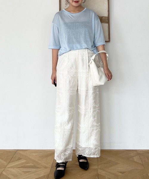 mysty woman（ミスティウーマン）の「パッチワークストレートパンツ 571300（その他パンツ・レディース・オフホワイト/ブラック・FREE）」の14枚目の写真