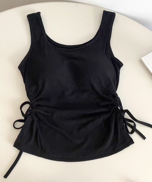 Lace Ladies(レースレディース)の「サイド カットアウト シャーリング カップ付き タンクトップ(タンクトップ・レディース・グリーン/ホワイト/ブラック・FREE)」の9枚目の写真