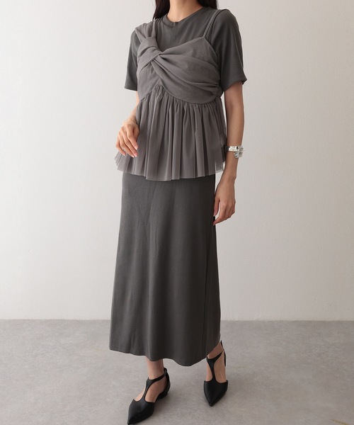 Lace Ladies(レースレディース)の「コットン バックスリット 半袖 カット ロング ワンピース(ワンピース・レディース・チャコールグレー/グレー/ブラック/モカ・S/FREE)」の21枚目の写真