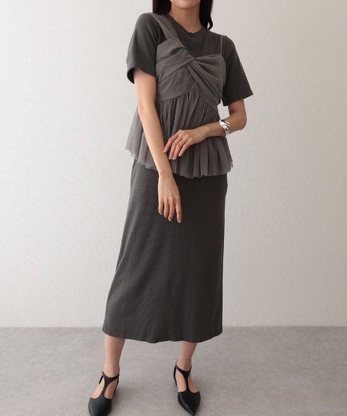 Lace Ladies(レースレディース)の「コットン バックスリット 半袖 カット ロング ワンピース(ワンピース・レディース・チャコールグレー/グレー/ブラック/モカ・S/FREE)」の22枚目の写真