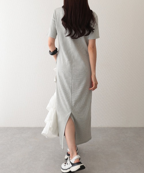 Lace Ladies(レースレディース)の「コットン バックスリット 半袖 カット ロング ワンピース(ワンピース・レディース・チャコールグレー/グレー/ブラック/モカ・S/FREE)」の5枚目の写真