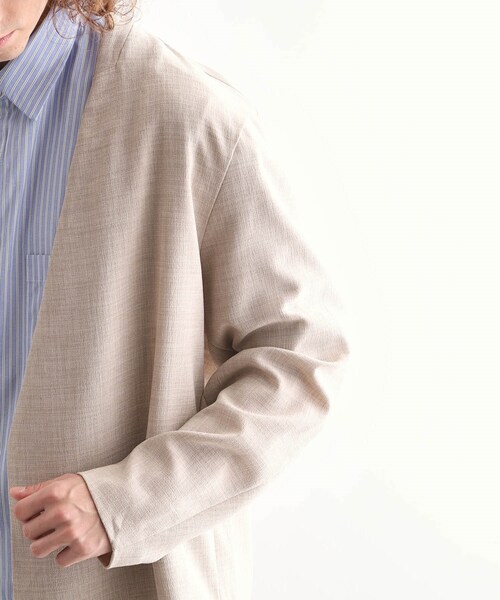 tk.TAKEO KIKUCHI（ティーケータケオキクチ）の「◆テックキャンバスノーカラージャケット（ノーカラージャケット・メンズ・ブラック/オリーブ/ベージュ・01/02/03/04）」の7枚目の写真