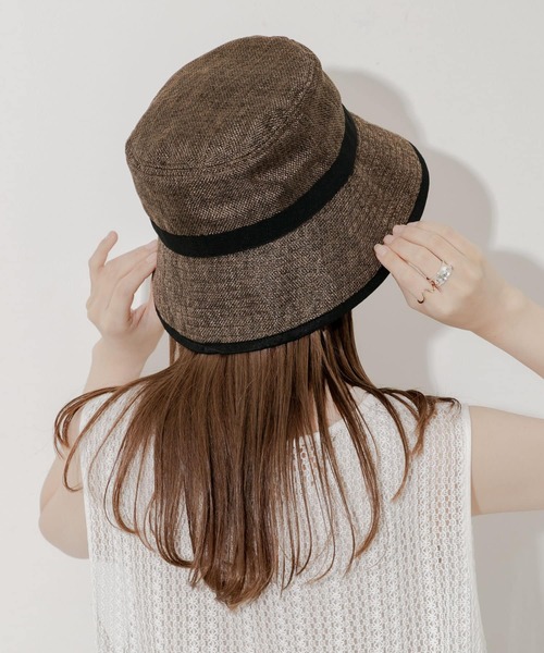 SMELLY（スメリー）の「ジュートライクパイピングハット（ハット・レディース・ブラウン/ベージュ・-）」の4枚目の写真