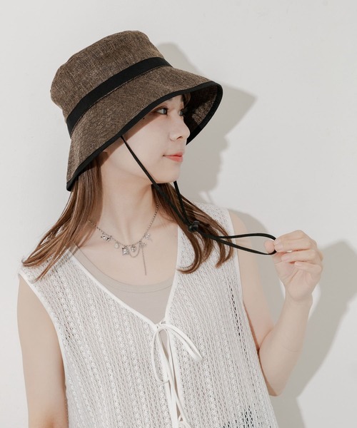 SMELLY（スメリー）の「ジュートライクパイピングハット（ハット・レディース・ブラウン/ベージュ・-）」の6枚目の写真