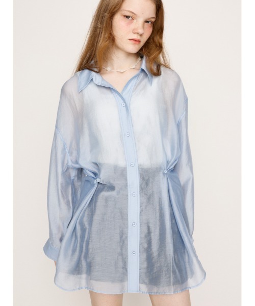 SLY スライ シアーシャツ バックタック オーバーサイズ リラックス ブルー セール】SHEER BACK TUCK SH シアー バック タック シャツ