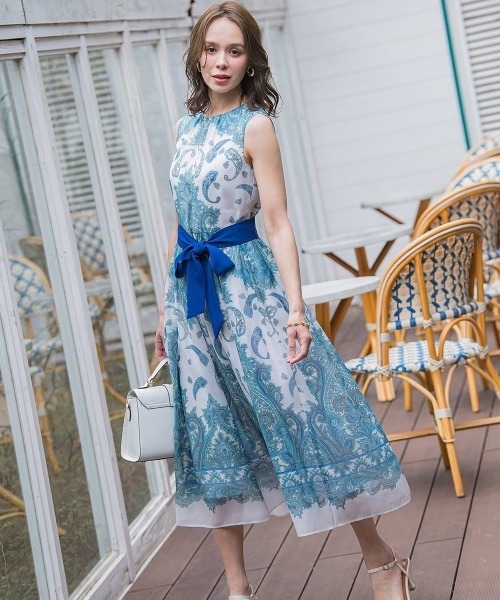 セール】ペイズリープリントワンピース≪手洗い可能