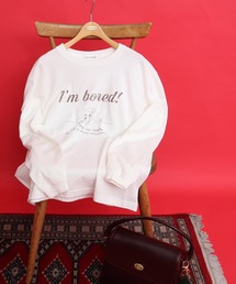 ☆16/-天竺 秋を待つ犬プリント ロンＴ