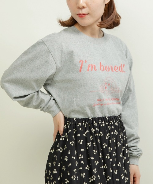 CHILD WOMAN(チャイルドウーマン)の「☆16/-天竺 秋を待つ犬プリント ロンT(Tシャツ/カットソー・レディース・グレー/ホワイト・FREE)」の9枚目の写真