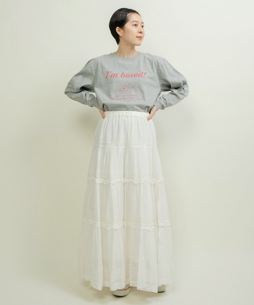 CHILD WOMAN(チャイルドウーマン)の「☆16/-天竺 秋を待つ犬プリント ロンT(Tシャツ/カットソー・レディース・グレー/ホワイト・FREE)」の18枚目の写真