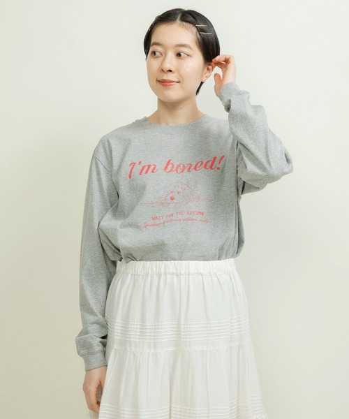 CHILD WOMAN(チャイルドウーマン)の「☆16/-天竺 秋を待つ犬プリント ロンT(Tシャツ/カットソー・レディース・グレー/ホワイト・FREE)」の17枚目の写真