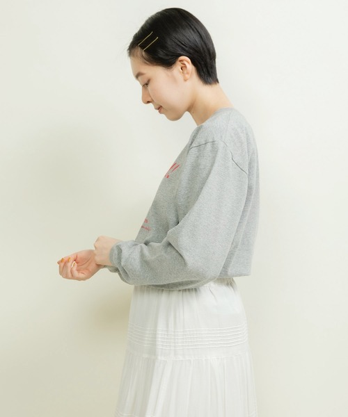 CHILD WOMAN(チャイルドウーマン)の「☆16/-天竺 秋を待つ犬プリント ロンT(Tシャツ/カットソー・レディース・グレー/ホワイト・FREE)」の15枚目の写真