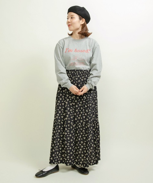 CHILD WOMAN(チャイルドウーマン)の「☆16/-天竺 秋を待つ犬プリント ロンT(Tシャツ/カットソー・レディース・グレー/ホワイト・FREE)」の10枚目の写真