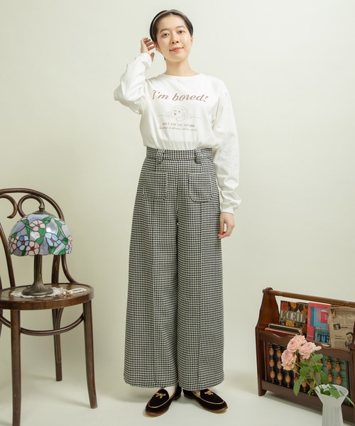 CHILD WOMAN(チャイルドウーマン)の「☆16/-天竺 秋を待つ犬プリント ロンT(Tシャツ/カットソー・レディース・グレー/ホワイト・FREE)」の5枚目の写真