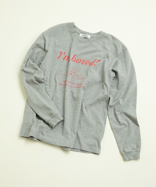CHILD WOMAN(チャイルドウーマン)の「☆16/-天竺 秋を待つ犬プリント ロンT(Tシャツ/カットソー・レディース・グレー/ホワイト・FREE)」の13枚目の写真
