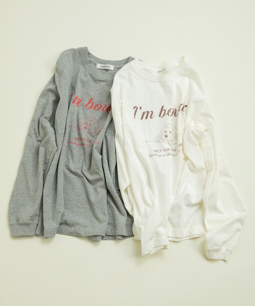 CHILD WOMAN(チャイルドウーマン)の「☆16/-天竺 秋を待つ犬プリント ロンT(Tシャツ/カットソー・レディース・グレー/ホワイト・FREE)」の20枚目の写真