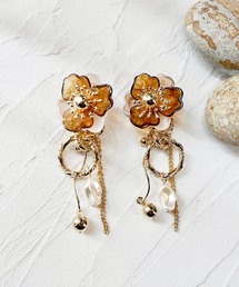 レザーフラワーピアス/leather blossom（ピアス（両耳用