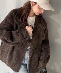 mily bilet(ミウィビレット)の【mily bilet】コクーンで魅せる。ウールライクリングニットスタンドカラーコート(チェスターコート)