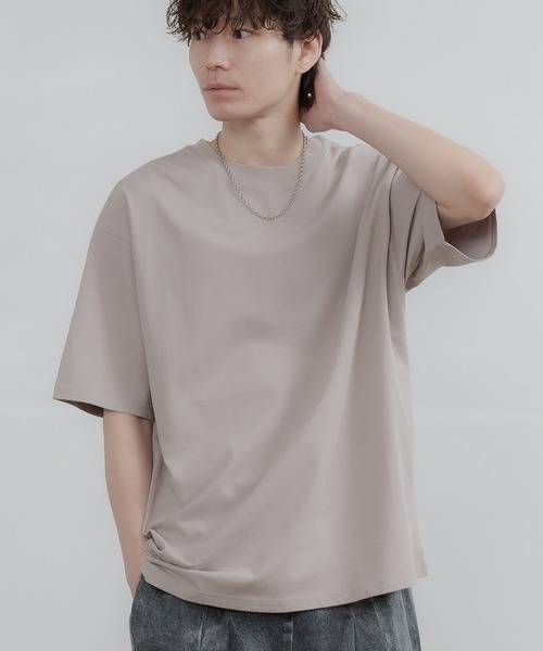 improves(インプローブス)の「シルキータッチ クルーネック 半袖Tシャツ(Tシャツ/カットソー・メンズ・グレイッシュベージュ/サックスブルー/ブラック/チャコール/イエロー/ホワイト・MEDIUM/LARGE)」の4枚目の写真