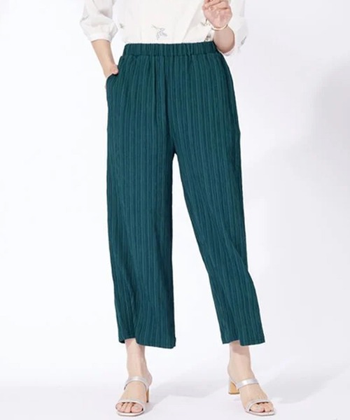 BELLUNA PLUS(ベルーナ)の「ジャカードストライプ素材ゆったりパンツ(その他パンツ・レディース・ブラック/カーキ/ターコイズブルー・MEDIUM/LARGE/X-LARGE)」の16枚目の写真