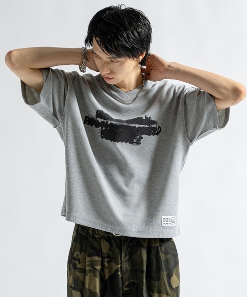 セール】Vintage Design Graphic Thermal V-neck Tee