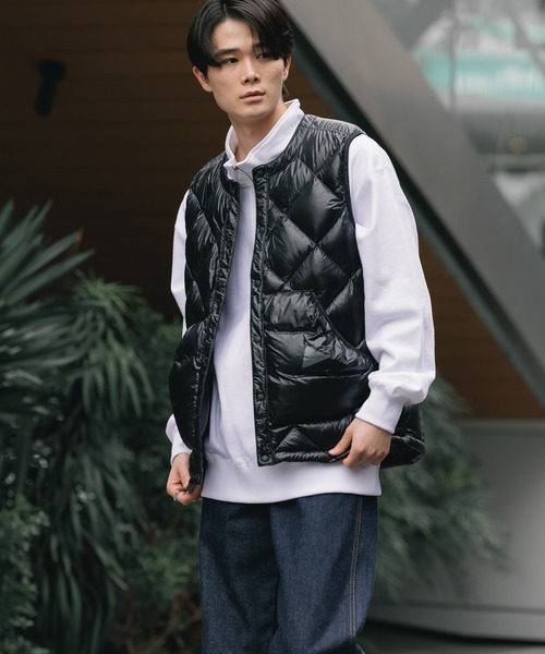 セール】and wander/アンドワンダー diamond stitch down vest ダウン