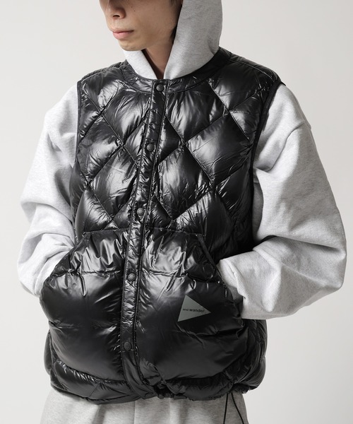 and wander(アンドワンダー)の「and wander/アンドワンダー diamond stitch down vest ダウンベスト キルティングベスト(ダウンベスト・レディース・ブラック・L)」の20枚目の写真