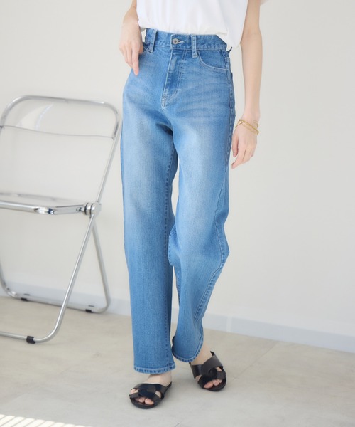 meeny miny（ミーニーマイニー）の「【meeny miny】【インフルエンサーmidopeiコラボ】”美痩せ”ハイウエストデニム（デニムパンツ・レディース・ブルー/ライトブルー・X-SMALL/SMALL/MEDIUM/LARGE）」の18枚目の写真