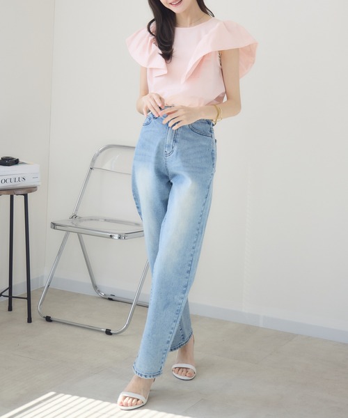 meeny miny（ミーニーマイニー）の「【meeny miny】【インフルエンサーmidopeiコラボ】”美痩せ”ハイウエストデニム（デニムパンツ・レディース・ブルー/ライトブルー・X-SMALL/SMALL/MEDIUM/LARGE）」の17枚目の写真