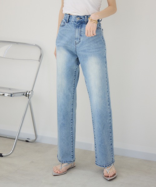 meeny miny（ミーニーマイニー）の「【meeny miny】【インフルエンサーmidopeiコラボ】”美痩せ”ハイウエストデニム（デニムパンツ・レディース・ブルー/ライトブルー・X-SMALL/SMALL/MEDIUM/LARGE）」の10枚目の写真