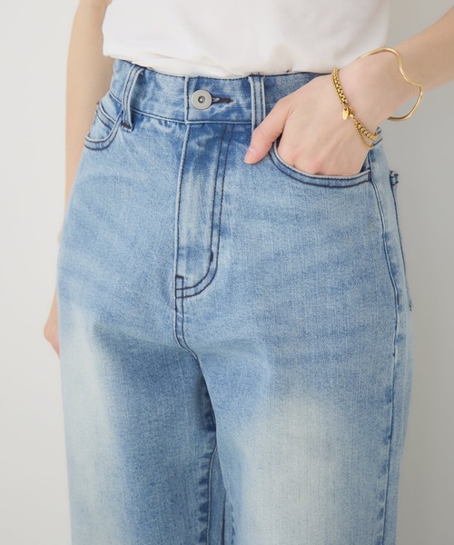 meeny miny（ミーニーマイニー）の「【meeny miny】【インフルエンサーmidopeiコラボ】”美痩せ”ハイウエストデニム（デニムパンツ・レディース・ブルー/ライトブルー・X-SMALL/SMALL/MEDIUM/LARGE）」の4枚目の写真