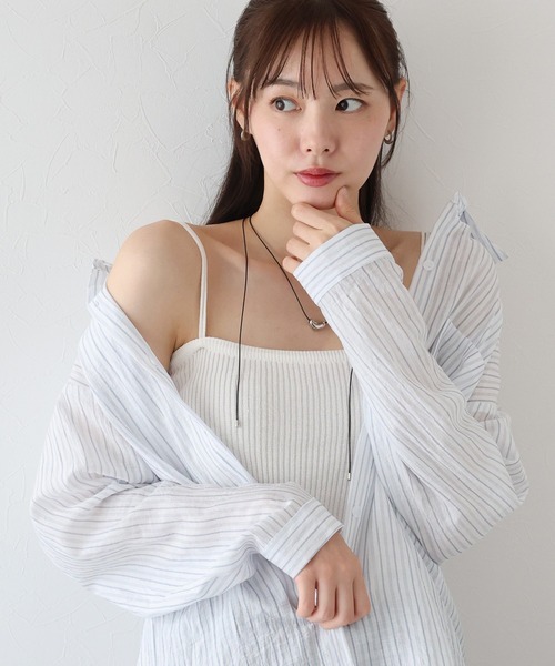 BLUEEAST(ブルーイースト)の「リネンストライプシャツ(シャツ/ブラウス・レディース・ベージュ/ブルー・MEDIUM)」の7枚目の写真