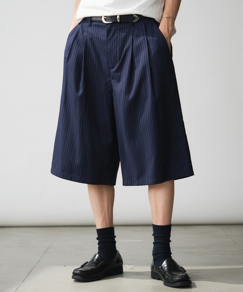 LYFT サイドストライプショートパンツ セール】Two-Tuck Wide Stripe Shorts / 2タックワイド