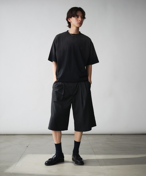 セール】Two-Tuck Wide Stripe Shorts / 2タックワイド