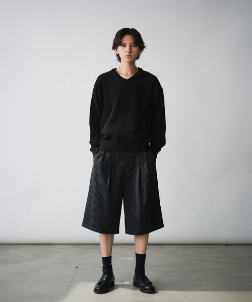 Adoon plain（アドーンプレーン）の「Two-Tuck Wide Stripe Shorts / 2タックワイドストライプショーツ/ショートパンツ（その他パンツ・メンズ・ネイビー/ブラック・LARGE/MEDIUM）」の13枚目の写真