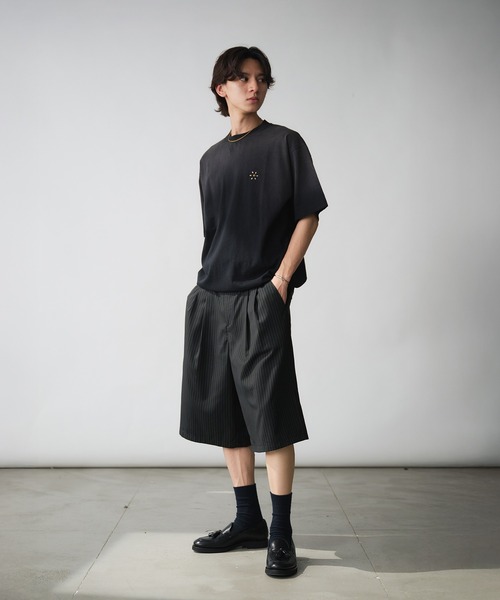 Adoon plain（アドーンプレーン）の「Two-Tuck Wide Stripe Shorts / 2タックワイドストライプショーツ/ショートパンツ（その他パンツ・メンズ・ネイビー/ブラック・LARGE/MEDIUM）」の7枚目の写真