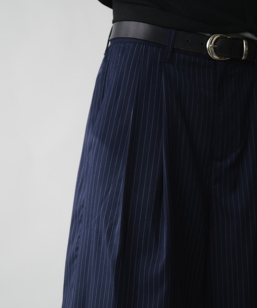 Adoon plain（アドーンプレーン）の「Two-Tuck Wide Stripe Shorts / 2タックワイドストライプショーツ/ショートパンツ（その他パンツ・メンズ・ネイビー/ブラック・LARGE/MEDIUM）」の20枚目の写真