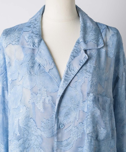 yae(ヤエ)の「Relax jacquard shirt / リラックスジャガードシャツ(シャツ/ブラウス・レディース・ブラック/ライトブルー・FREE)」の4枚目の写真