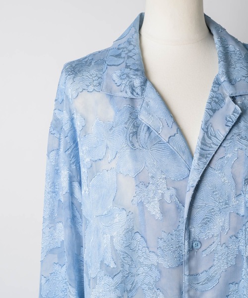 yae(ヤエ)の「Relax jacquard shirt / リラックスジャガードシャツ(シャツ/ブラウス・レディース・ブラック/ライトブルー・FREE)」の5枚目の写真