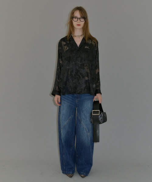 yae(ヤエ)の「Relax jacquard shirt / リラックスジャガードシャツ(シャツ/ブラウス・レディース・ブラック/ライトブルー・FREE)」の17枚目の写真