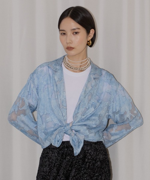 yae（ヤエ）の「Relax jacquard shirt / リラックスジャガードシャツ（シャツ/ブラウス・レディース・ブラック/ライトブルー・FREE）」の19枚目の写真