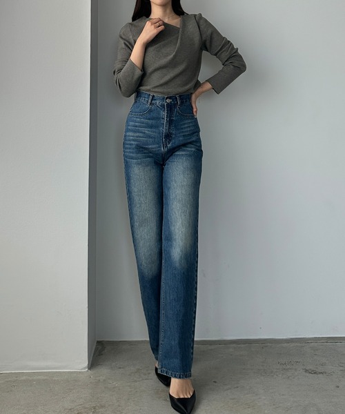 Louere（ルエレ）の「ドレープアシメネックニットトップス（ニット/セーター・レディース・アイボリー/ネイビー/ブラック/チャコール/グレー/ブラウン・MEDIUM/LARGE/SMALL）」の21枚目の写真