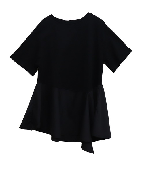 libelle more（リベル モア）の「異素材MIX裾ペプラムプルオーバー（Tシャツ/カットソー・レディース・ブラック/ライトグレー/オフホワイト/ベージュ・M）」の7枚目の写真