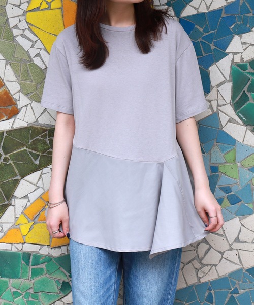 libelle more（リベル モア）の「異素材MIX裾ペプラムプルオーバー（Tシャツ/カットソー・レディース・ブラック/ライトグレー/オフホワイト/ベージュ・M）」の10枚目の写真