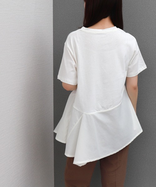 libelle more（リベル モア）の「異素材MIX裾ペプラムプルオーバー（Tシャツ/カットソー・レディース・ブラック/ライトグレー/オフホワイト/ベージュ・M）」の22枚目の写真