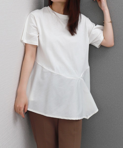 libelle more（リベル モア）の「異素材MIX裾ペプラムプルオーバー（Tシャツ/カットソー・レディース・ブラック/ライトグレー/オフホワイト/ベージュ・M）」の20枚目の写真