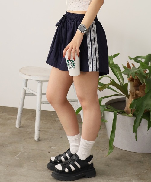 ROOPTOKYO（ループトウキョウ）の「Lace Nylon Shorts / レース ナイロンショートパンツ（その他パンツ・レディース・ブラック/ライトブルー/ホワイト/ネイビー・FREE）」の8枚目の写真