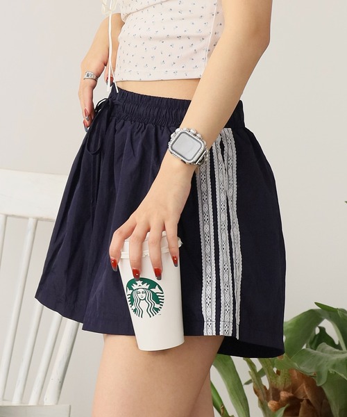 ROOPTOKYO（ループトウキョウ）の「Lace Nylon Shorts / レース ナイロンショートパンツ（その他パンツ・レディース・ブラック/ライトブルー/ホワイト/ネイビー・FREE）」の9枚目の写真