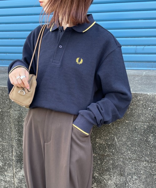 FRED PERRY別注 ワンポイントロゴ刺繍 ロングスリーブポロシャツ FRED PERRY/フレッドペリー] 別注 ワンポイントロゴ刺繍 ロング