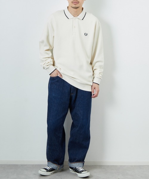 FRED PERRY別注 ワンポイントロゴ刺繍 ロングスリーブポロシャツ FRED PERRY/フレッドペリー] 別注 ワンポイントロゴ刺繍 ロング
