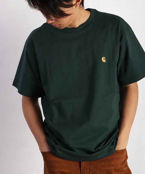 Carhartt WIP（カーハートダブリューアイピー）の「Carhartt WIP / カーハート ダブリューアイピー ワンポイントロゴ刺繍 半袖Tシャツ（Tシャツ/カットソー・メンズ・ブラック/ホワイト/チャコールグレー/グリーン・S/M/L/XL/XXL）」の4枚目の写真